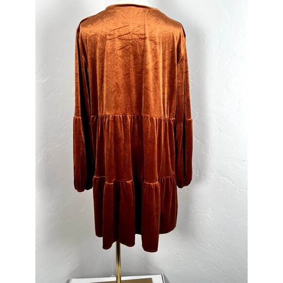 RICH RUST STRETCH VELVET DRESS (Woman's: XL) - Picture 6 of 10